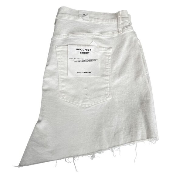 Good American Cut Off Distressed 90's White Denim Shorts Women's Plus 16 NWT - Picture 6 of 16